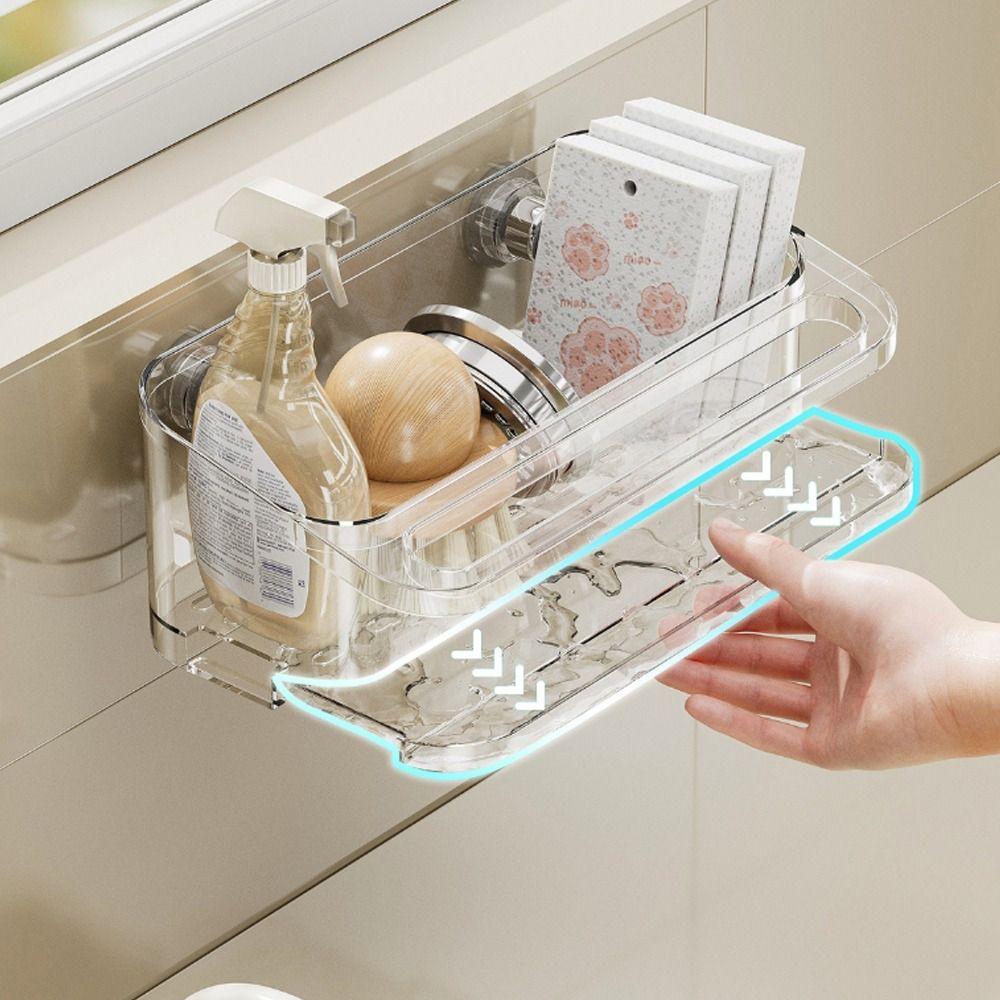 Punch Free Kitchen Sink Drain Rack Wall Mounted Kitchen Organization Kitchen