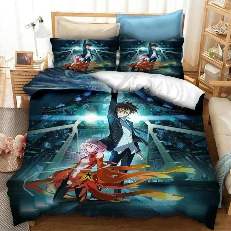 Mode 3D-tryck Anime Guilty Crown Sängkläder Set Påslakan Örngott Tecknad Täcke Sängklädesset Hemtextilier