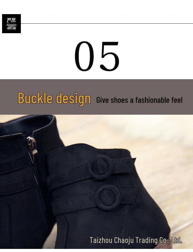Stivaletti Corti in Pelle Scamosciata Europei e Americani con Tacco Chunky e Punta Acuta (Taglie 35-43)