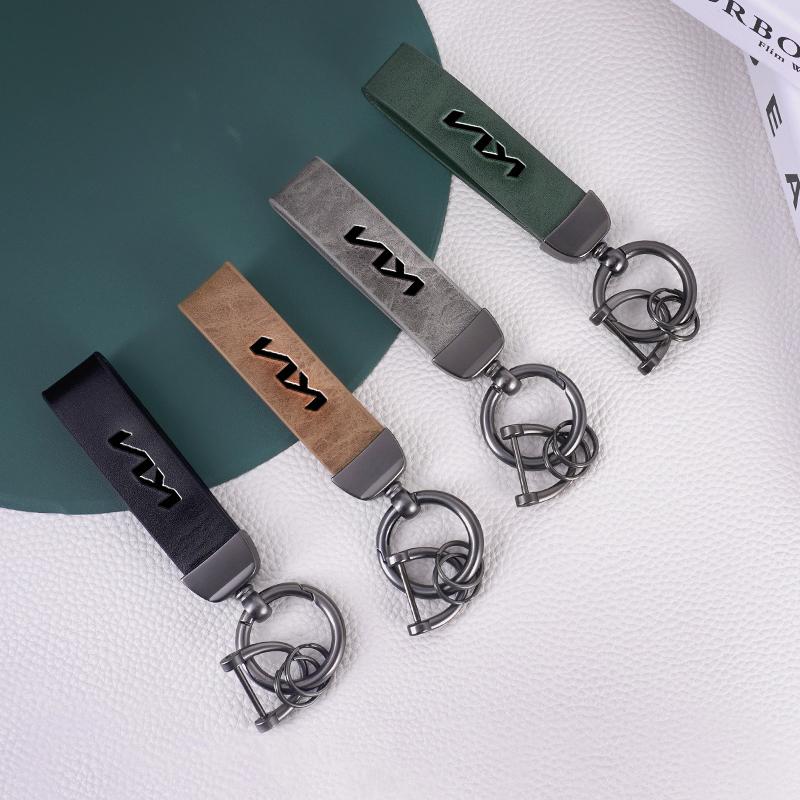 PODV6 Car Keychain Ring Vintage PU Leather Zinc Alloy Key Chain Keyring For KIA Rio K5 K2 Sportage Ceed Sorento Picanto Stinger Soul