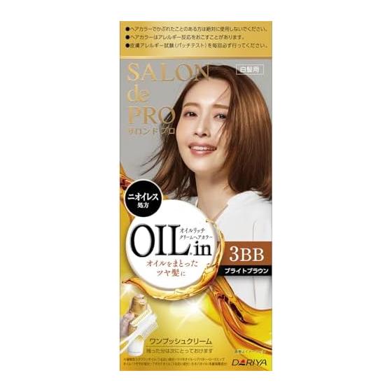 Salon de Pro Gray Hair Dye Oil Rich Cream Hair Color 3BB Bright Brown [Quasi-drug]