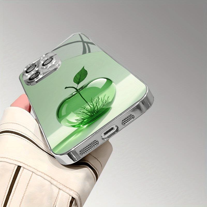 Luxury Green Crystal For Apple Pattern Glass Electroplated Case For iPhone 17 16 15 14 13 12 11 Pro Max Plus 16E 17Air Cover