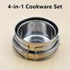 Lightweight 4 Piece Camping Cookware Stainless Steel Pots with Handles for Safe Outdoor Cooking