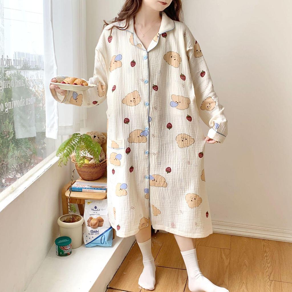 Frühling-Herbst Baumwolle Schwangerschaft Still Nachthemd Kleid für Schwangere Frauen