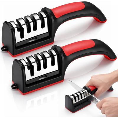 2 Pcs 4-in-1 Knife Sharpeners for Kitchen Knives Manual Knives Sharpening Kit with 4 Stage Sharpening Slots For Kitchen Accessories