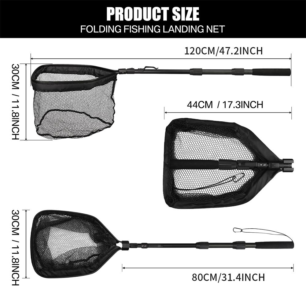 55cm-190cm Telescopic Fishing Net for Salmon Fly Carp Catfish Trout Floating Landing Net Easy Catch & Releasee Foldable