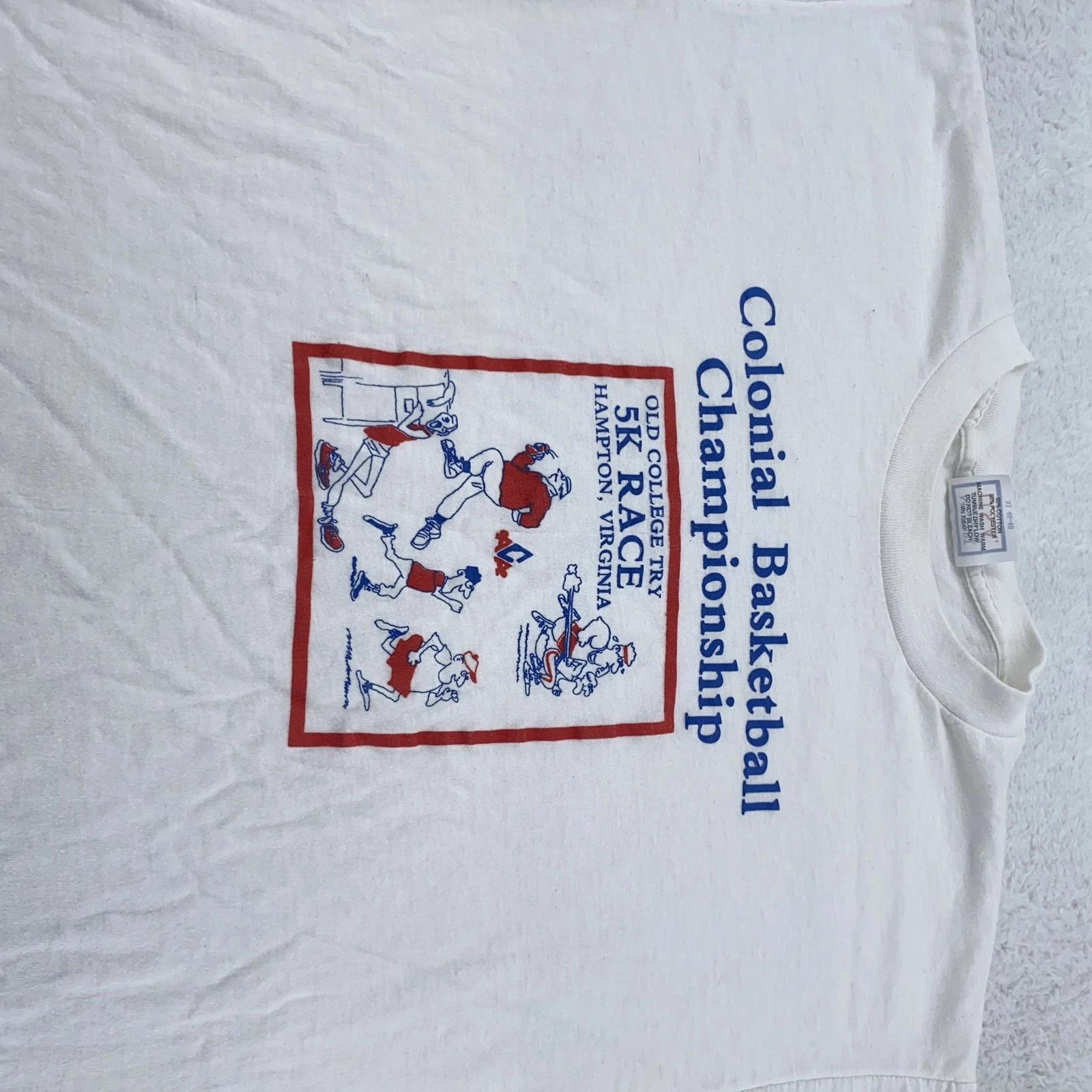

Vintage Colonial Basketball Championship Shirt Tee Medium Old College Try 90s M