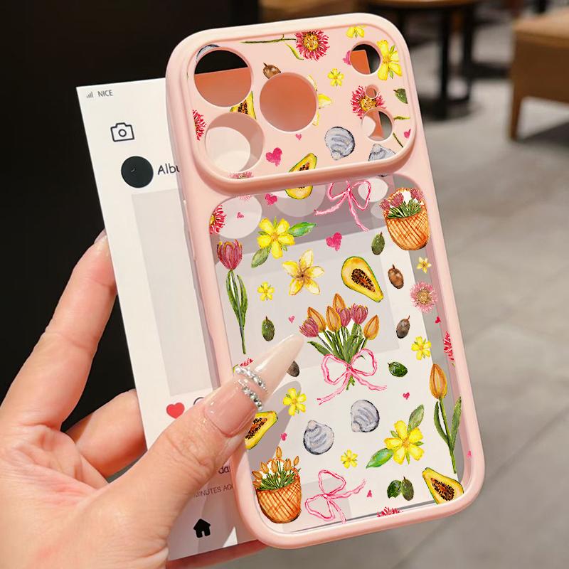 White Flowers Print Case For iPhone 17 Pro Max For iPhone 16 15 14 13 Pro Max Luxury Hybrid TPU+PC Clear Back Hard Cover