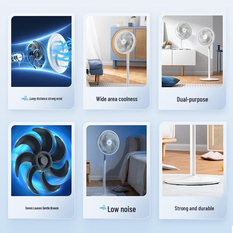 Midea 12-inch 7-Blade Desk/Stand Dual-Use Electric Fan CN plug (adapter included)