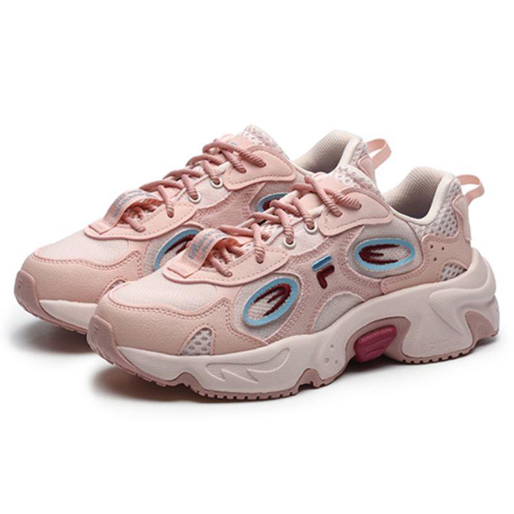 Fila Fusion Raccoon Fabric Synthetic Leather TPU Sports Low-Top Lifestyle Shoes Women Sneakers Gray Pink T12W227303FSP