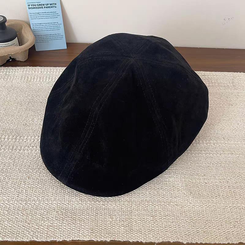 

Новая замшевая кепка вперед для женщин на осень и зиму, все сочетается, большой обхват головы, берет, маленькая кепка художника с обратным козырьком M（56-58cm）
