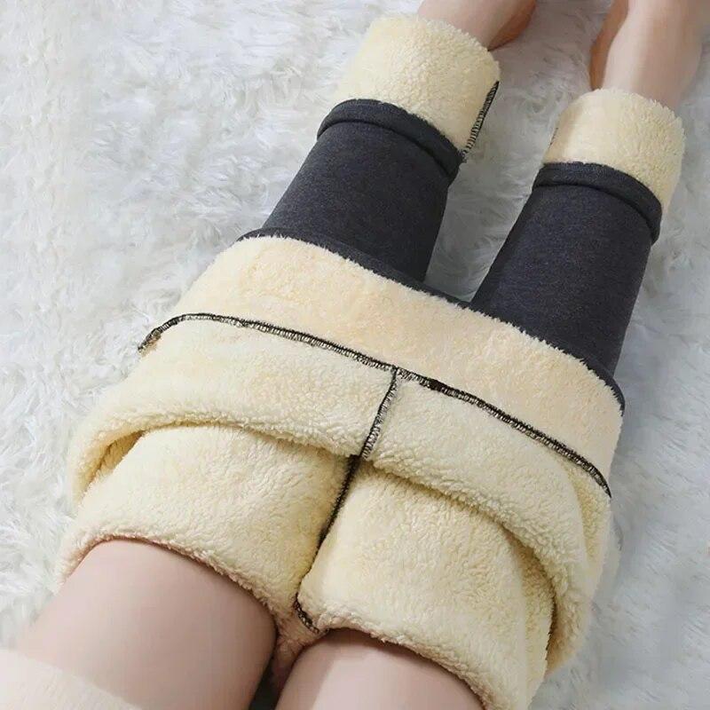 

Зимние модные кашемировые леггинсы с ягненком, брюки для офисных женщин, хлопковые бархатные утолщенные теплые длинные брюки, женские повседневные мягкие брюки 29636 S серый