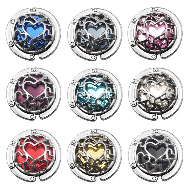 Heart-Shaped Crystal Mesh Folding Bag Hook