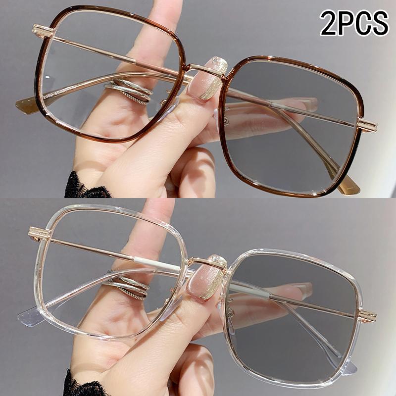 

2 шт. Очки, меняющие цвет, Модные очки с защитой от синего света, Большая оправа, Высококлассные, Мужские и женские очки для близорукости 2302 -4