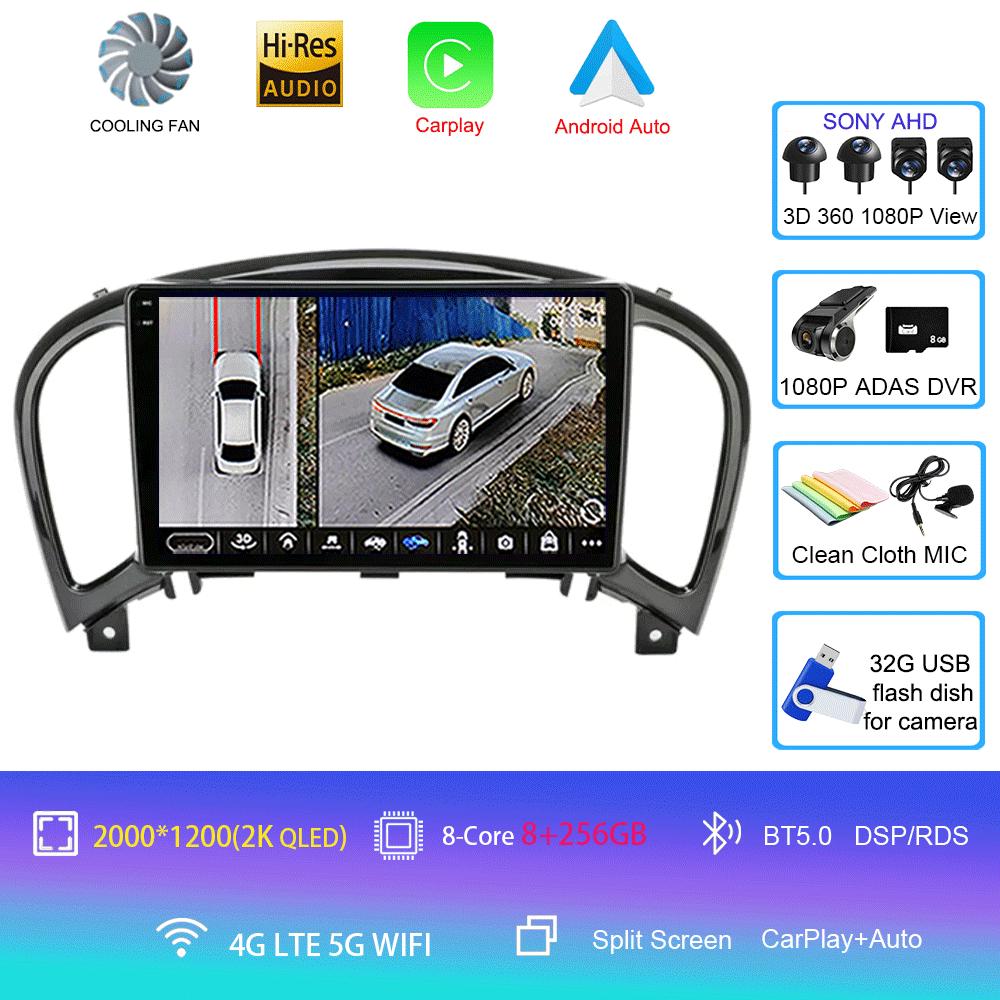 Android 14 Video Player Carplay Auto For Nissan Juke YF15 2010 - 2014 Multimedia Car Radio WIFi+4G DSP 2 DIN Touch Screen