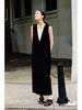 Nordic-Inspired Minimalist Acetate V-Neck Sleeveless Dress