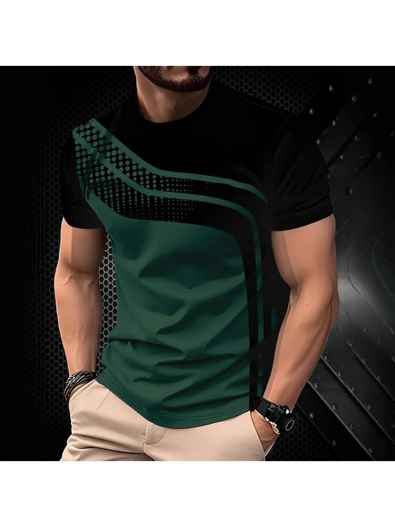 Casual Striped 3D Printed T Shirt For Mens Short Sleeve Tops Oversized T-Shirts O-Neck Pullover Street Men's Shirts Tee Summer Apparel