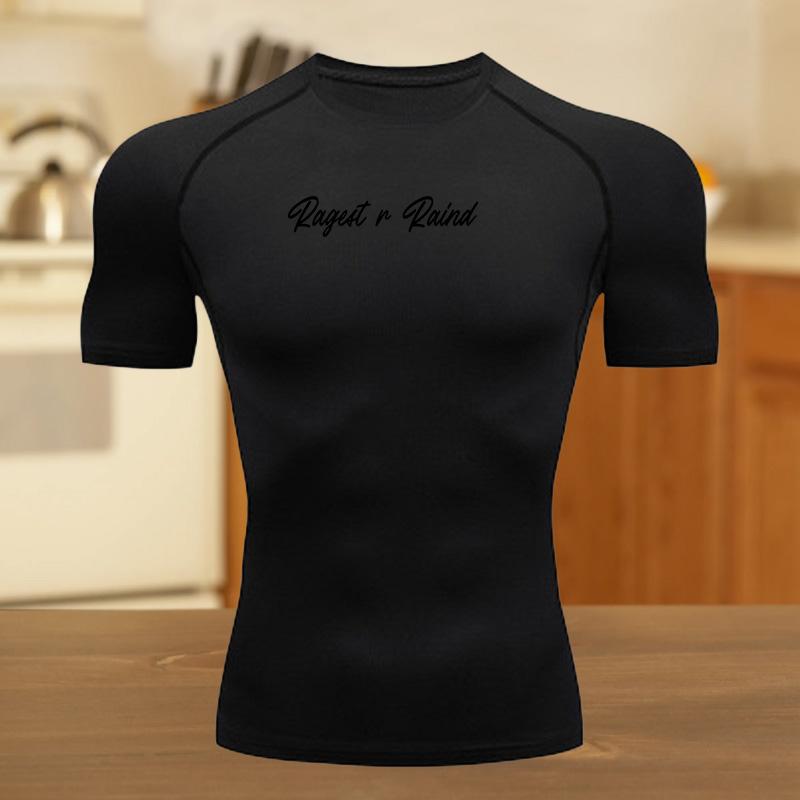 Clothing Fitness Compression Running T-Shirt Suit Tops Bat T-Shirts for Men Quick-Drying Gym Stretchy Sportswear Jersey Tee For