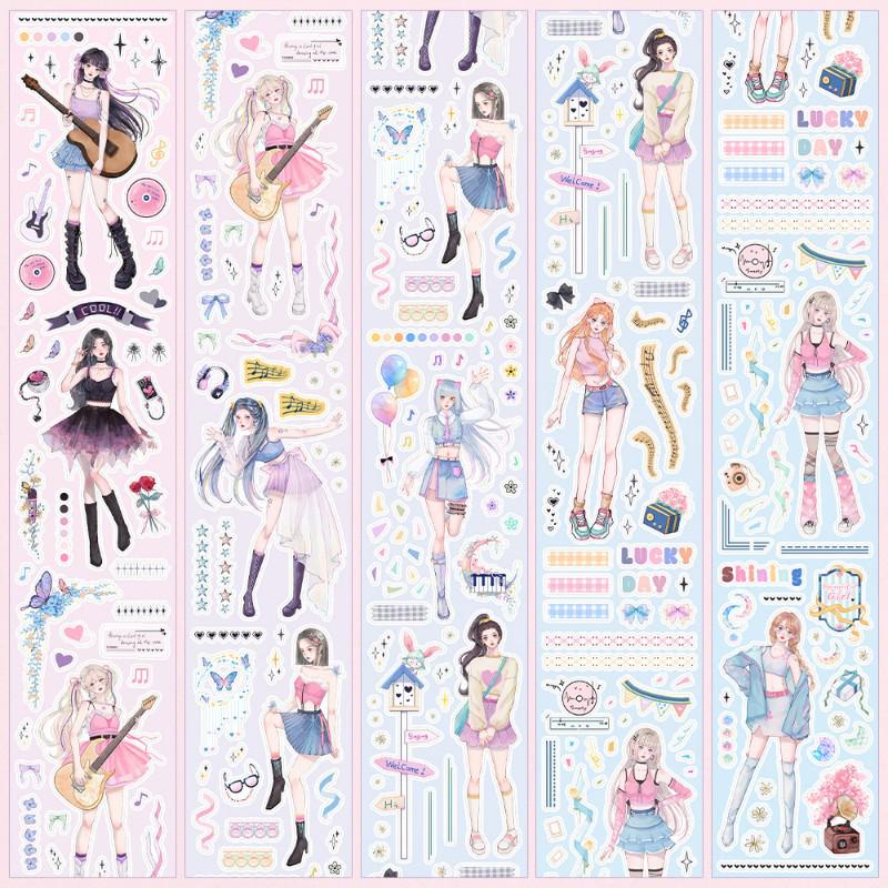 Starry Dream Island Korean Character Girl Band Outfit Washi Tape Sticker Roll