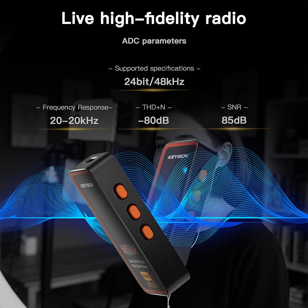 KEYSION Dual CS43198 DAC Audio Decoder 768kHz DSD256 USB Type-C to 3.5/4.4mm Lossless HiFi Headphone Amplifier for iOS Android PC