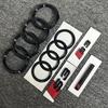 2026 Car Hood Front Grill Emblem Rear Trunk Badge Sticker 2P S3 1P Audi Sport For AUDI S3 2010-2020 2PCS 4Ring logo ABS Black