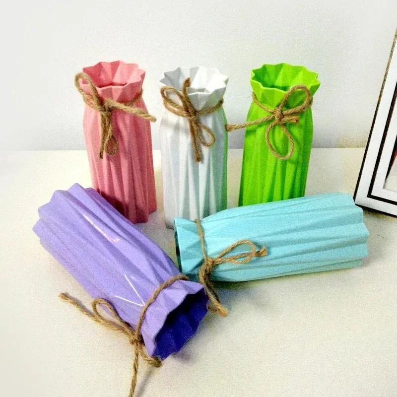 New Plastic Vase Imitation Ceramic Flower Pot Flower Basket Flower Vase Home Decoration Household Supplies Flower Not Included