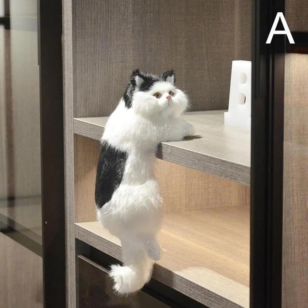Cute Plush Simulation Cat Ornaments Stuffed Animals Figure Desktop Cats Hanging Kitten TV Realistic Furry Cabinet Deco Figu O6M3