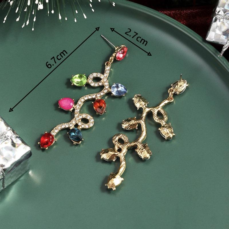 Hot-selling Christmas Hot-picking Ear Ornaments, Exaggerated Long Festive Hollow Simple Christmas Earrings