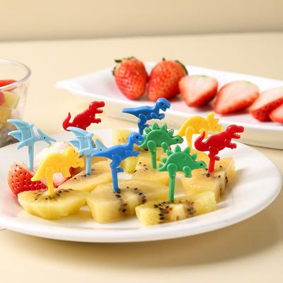 10Pcs Fruit Fork Dinosaur Shape Cake Fruit Toothpick Reusable Children Food Picks for Bento Lunch Decoration