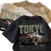Kids Short Sleeve T-Shirt, Japanese Style, Cartoon Car Print, Casual Versatile Summer Top for Boys