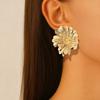 Fashion Style Metal Exaggerated Personality Flower Stud Earrings Retro Big Sequin Earrings Trendy Girl Cold Wind Earrings Cross
