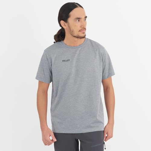 Millet Insect Barrier M Logo Short Sleeve T-Shirt, Men's, Off-White (New Logo), Size L (MIV02069)