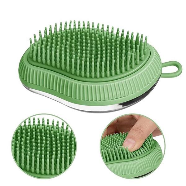 2 Buc. Perie de Masaj pentru Baie și Toaletare Animale de Companie cu Distribuitor de Săpun și Șampon, Peri Moi din Silicon pentru Câini și Pisici cu Păr Lung Scurt