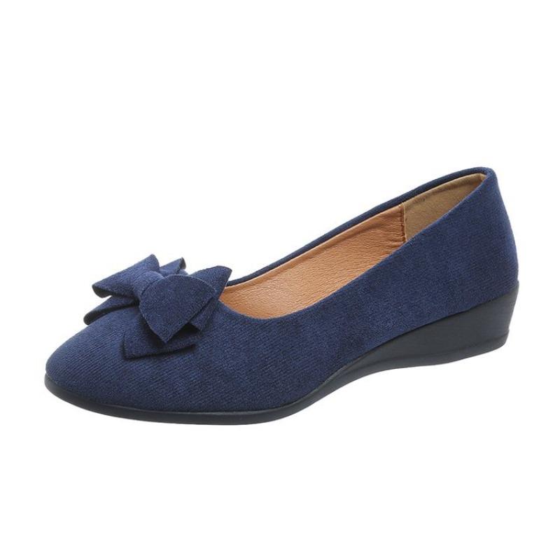 Spring New Pointed Women's Shoes Large Size Shallow Mouth Bevel Heel Single Shoes Women's Doudou Shoes Sports and Leisure Shoes Women
