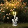Patio Child Figurine ,Solar Powered Light Outdoor Decoration Adorable Lawn Ornament