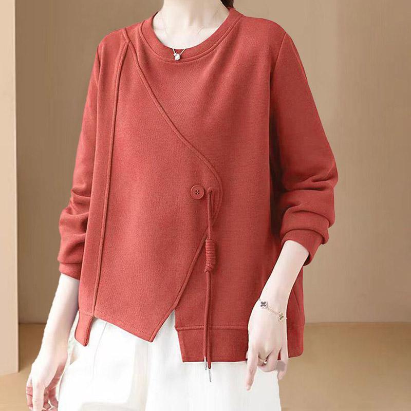 Sweatshirt for Women Cotton Oversize Fleece Thickened Loose Round Neck Casual Pullover Long Sleeve Top Sweatshirt