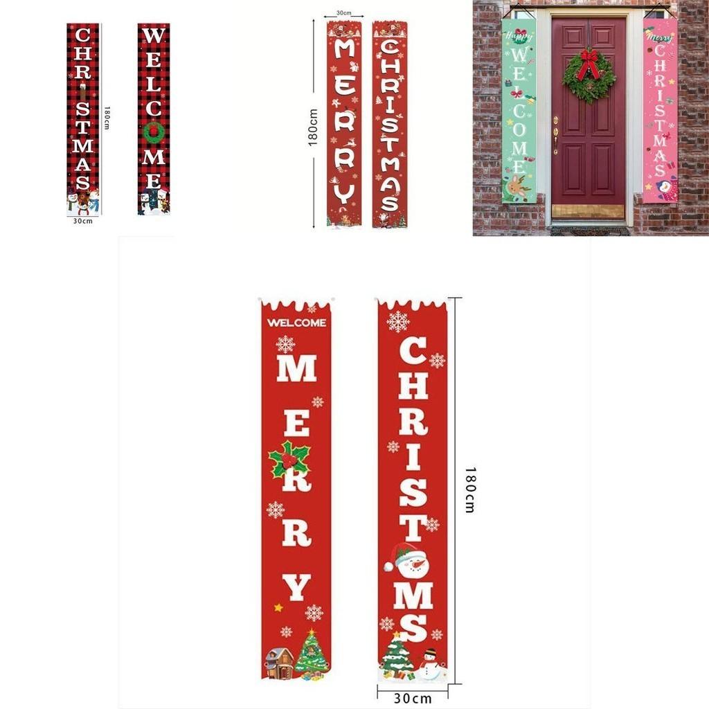 Festive Christmas Hanging Sign Banner Flag Xmas Party Outdoor Decoration