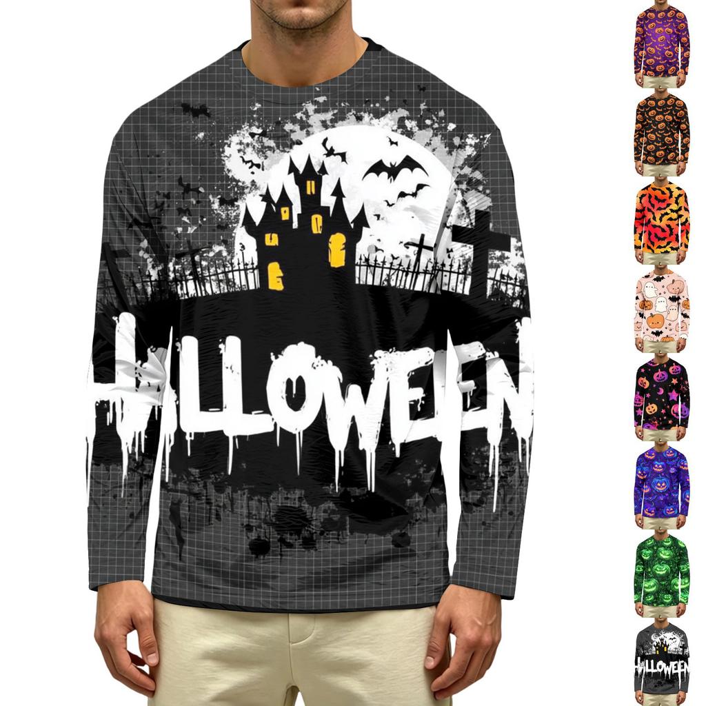 Men's Casual Long Sleeve T Shirt Crew Neck Printed Graphic Tee Top Comfortable Fit Lightweight Fabric Suitable for Everyday Wear