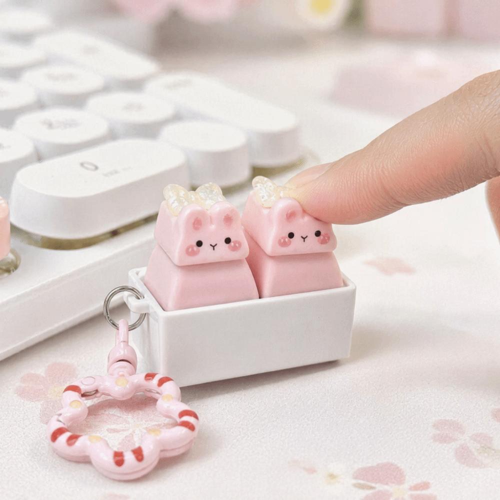 Finger Button Anti-stress Toy Pendant Cheese Calming Keychain Keys Fidget Keychain  Children Adults