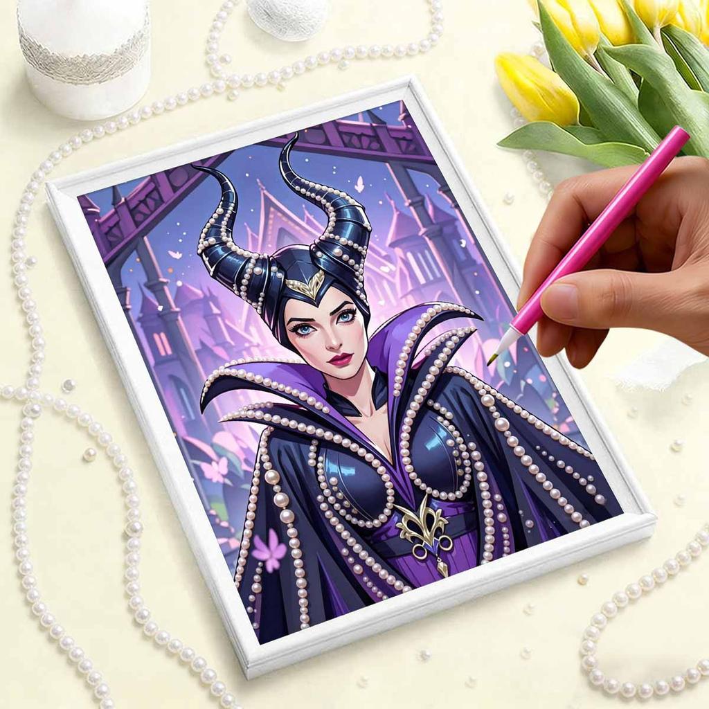 Handmade Maleficent Series Pearl Effect Frameless Art | Dark Castle & Curved Horn Cool Atmospheric Wall Art for Modern Living Room Home Decor