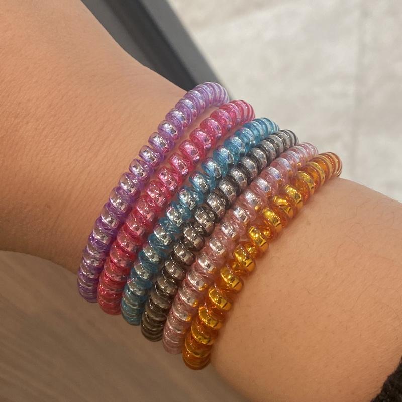 10 buc/set Elastice de păr tip arc de sârmă de telefon pentru femei, culori solide, elastice de păr pentru fete, elastic de păr tip scrunchie telefon