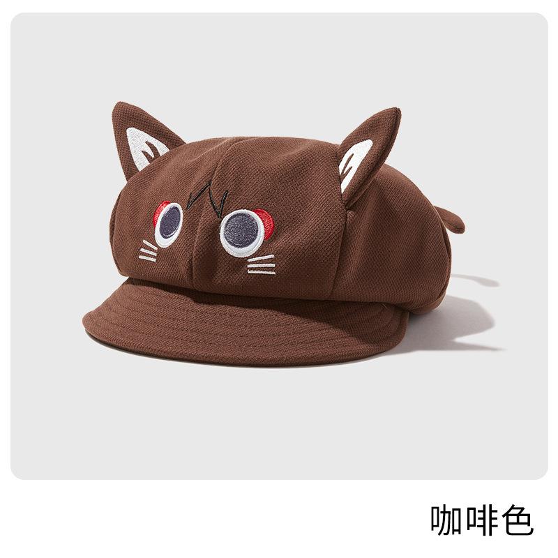 Cat ears octagonal hat new sweet sister women's newsboy hat show face little beret cute cos hat