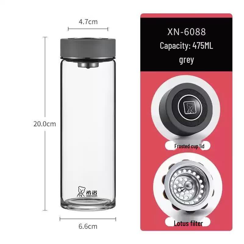 Heenoor Portable Single-Layer Glass Tea Infuser Bottle
