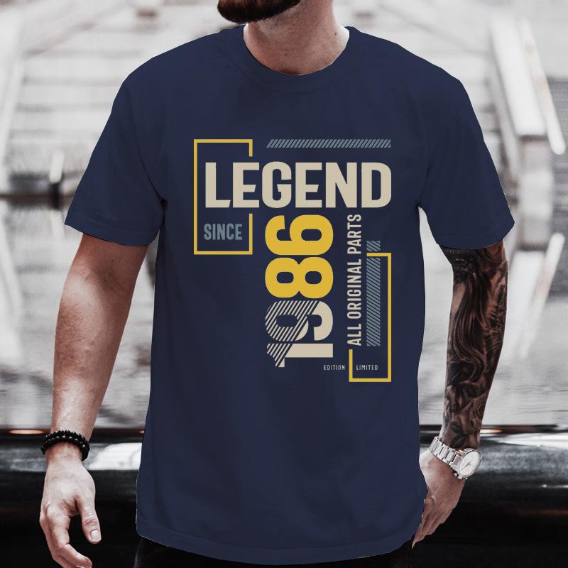 Unisex T-Shirt mit Rundhalsausschnitt Hergestellt 1986 Kassettenband Grafik-T-Shirt Retro Vintage Geburtstag Lässiges Kurzarm-Oberteil Für Musikgeschenk Tragen