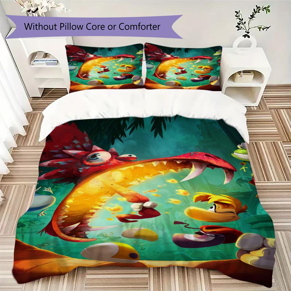 Rayman Pattern Bedding Uilt Set Uilt Cover Pillowcase Home Decoration Birthday Gift (1 * Duvet Cover + 2 * Pillowcase Without Core)129