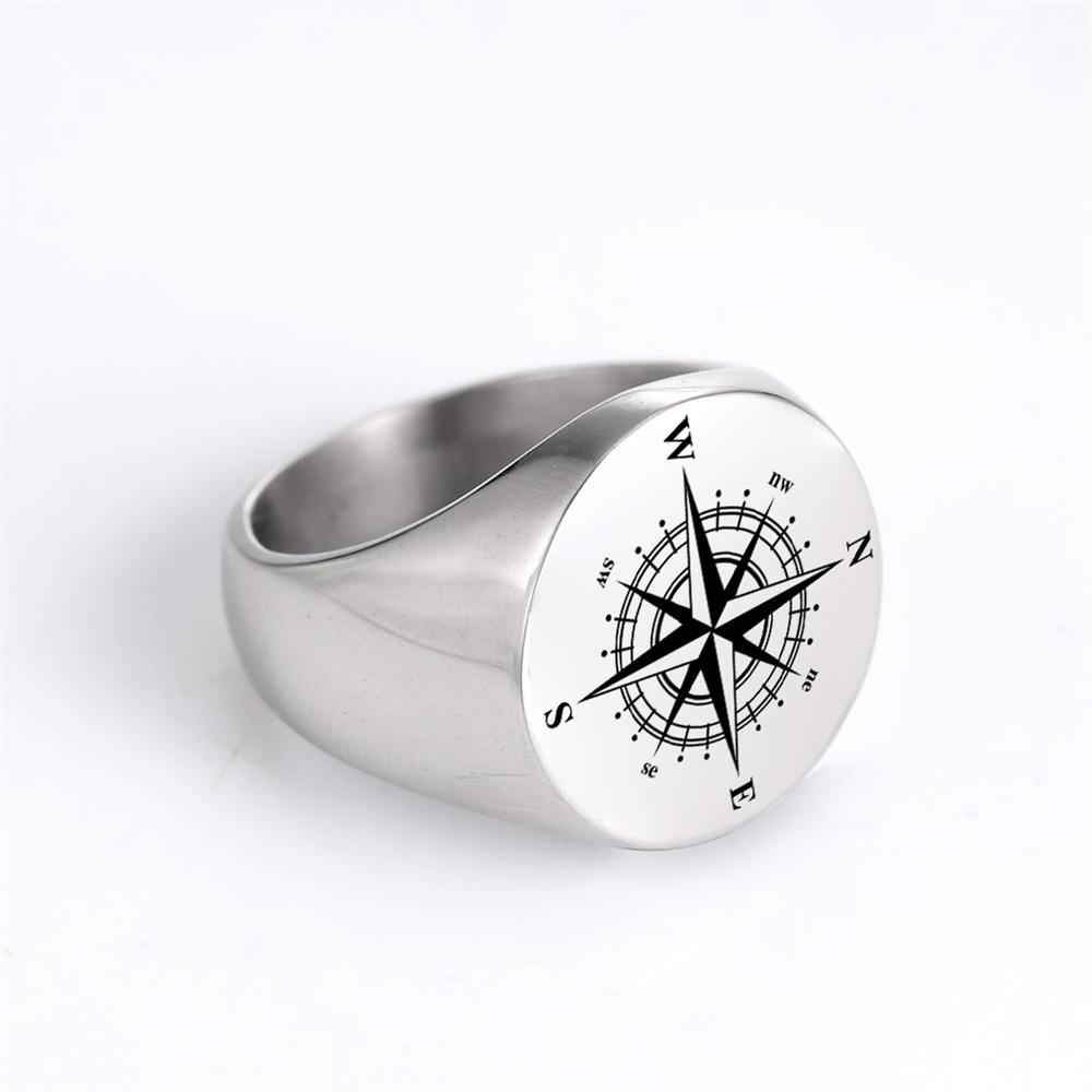 Punk Compass World Map Men Rings Stainless Steel Pirate Sailor Amulet Ring Hip Hop Vintage Party Jewelry Creativity Gift