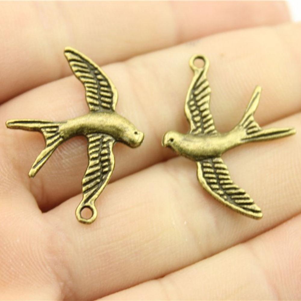 10pcs Antique Bronze Color Birds Charm Pendants Jewelry Accessories Vintage Flying Birds Charms For Jewelry Making