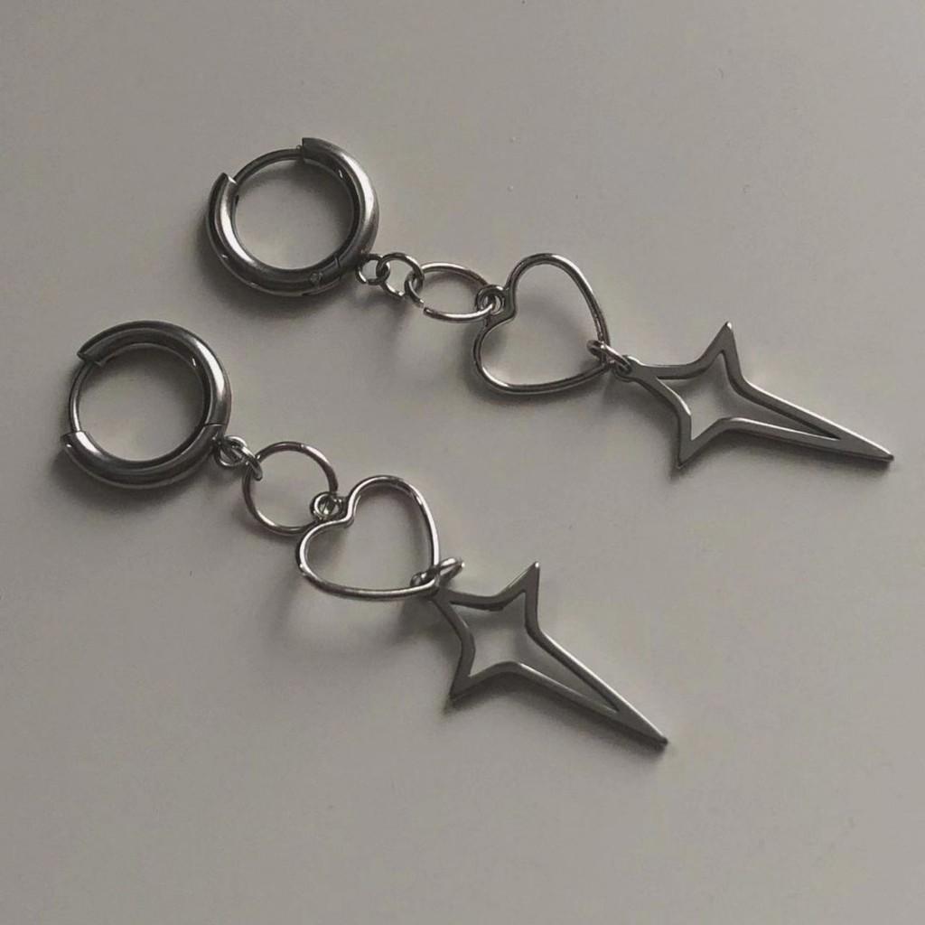 Alloy Geometric Trendy Lightning Heart Clip On Earrings For Women 2023 Summer