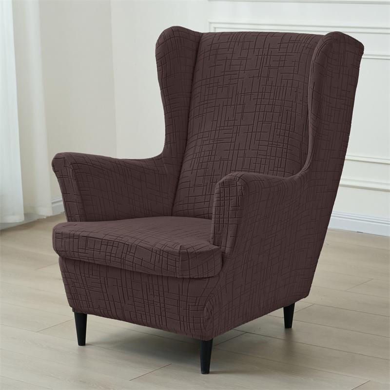 1 Set Jacquard Wing Chair Cover Spandex Wingback Chair Covers Sofa Covers Armchair Slipcover with Seat Cushion Cover Home Decor