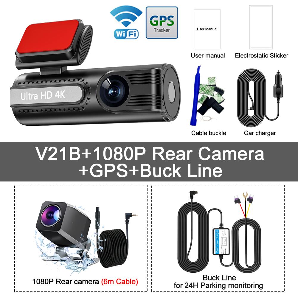 Ultra HD 4K Dash Cam For Car DVR 4K+1080P Front Rear Dash Camera With WiFi GPS 24h Parking Night Vision Video Recorder Black Box